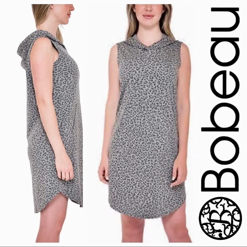 BOBEAU Soft French Terry Hooded Sleeveless Dress